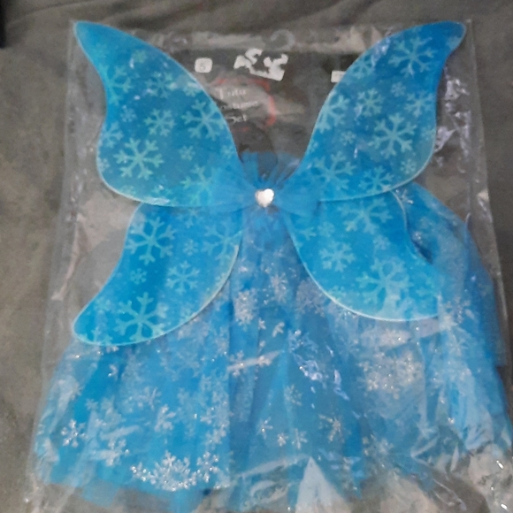 Tutu Costume Set. Frozen Print Tutu & Wings - Picture 1 of 4